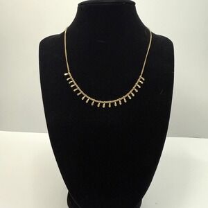 Dainty Fringe Collar Choker Necklace‎ Gold Tone Delicate Accent Jewelry 7.5 in L